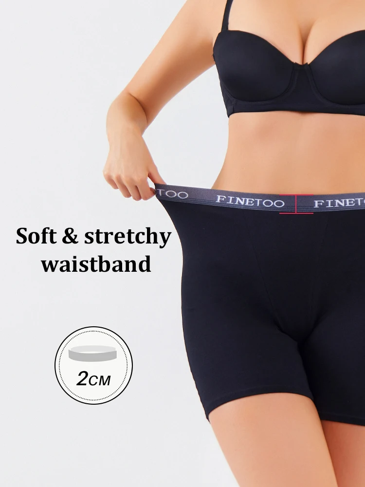 2pcs Women's High Waisted Boxer Briefs Cotton Plus Size Panties Sexy Elastic Waistband Sports Shorts Casual Comfortable Lingerie thumbnail 2