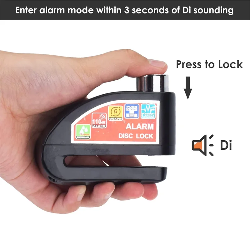 Waterproof Motorcycle Scooter Bicycle Disc Brake Lock Anti-Theft Alarm Lock Aluminum Alloy Safety Lock for Wheels and Vehicles thumbnail 4