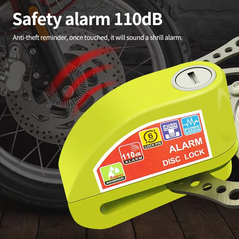 Waterproof Motorcycle Scooter Bicycle Disc Brake Lock Anti-Theft Alarm Lock Aluminum Alloy Safety Lock for Wheels and Vehicles thumbnail 6