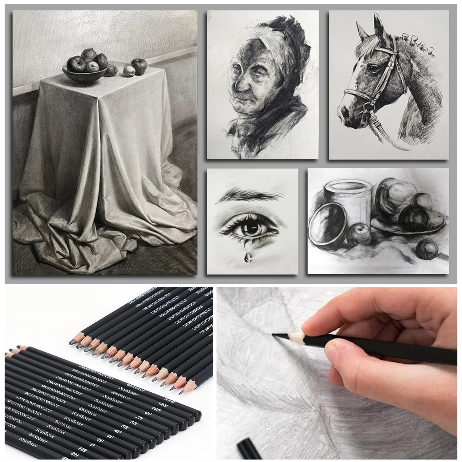 14/26/64/126 PCS Drawing Kit Sketching Pencil Set,Art Supplies with 3-Color Sketchbook,Graphite,Charcoal,Blending Tools thumbnail 5