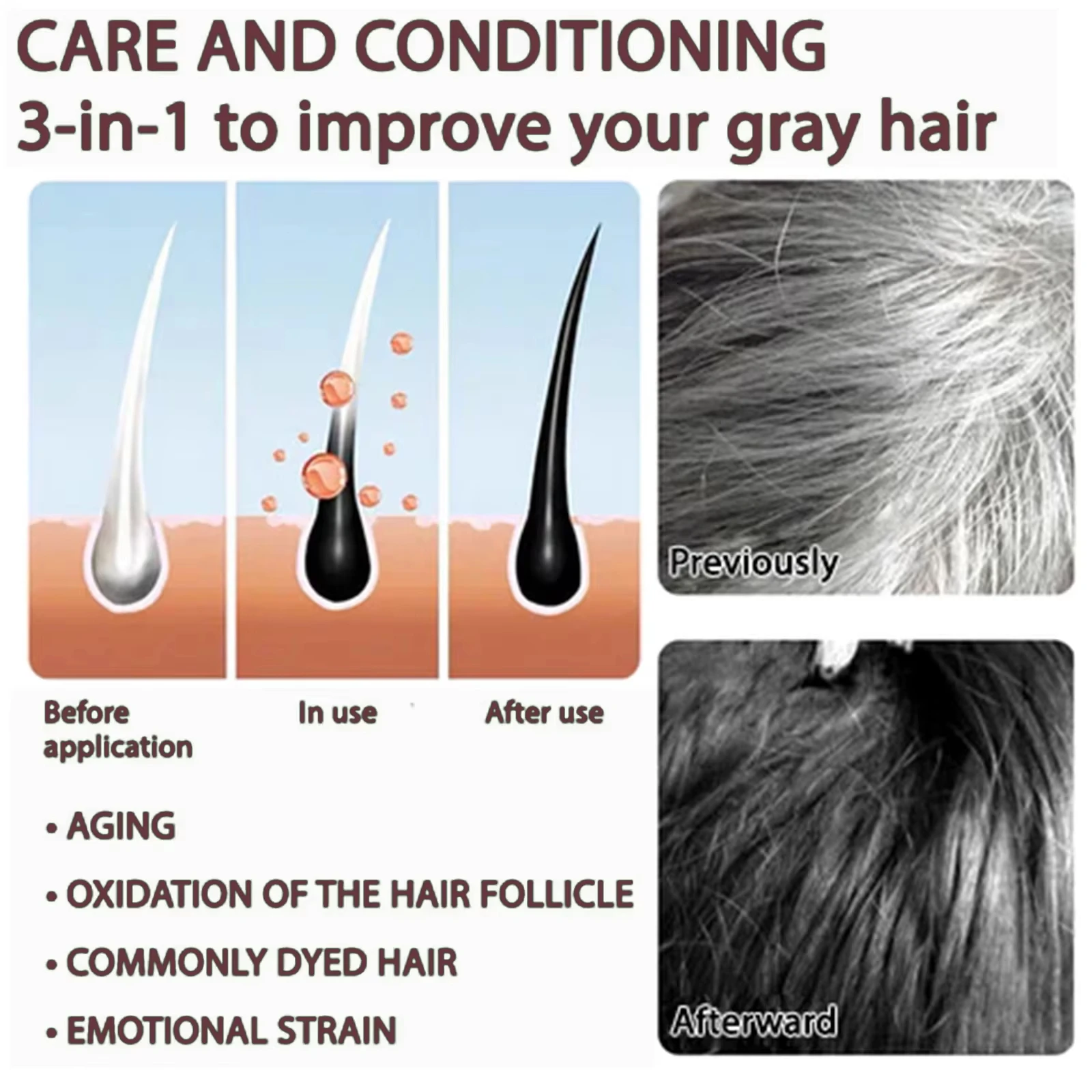 White hair killer, remove gray hair and restore natural hair color in 7 days thumbnail 5
