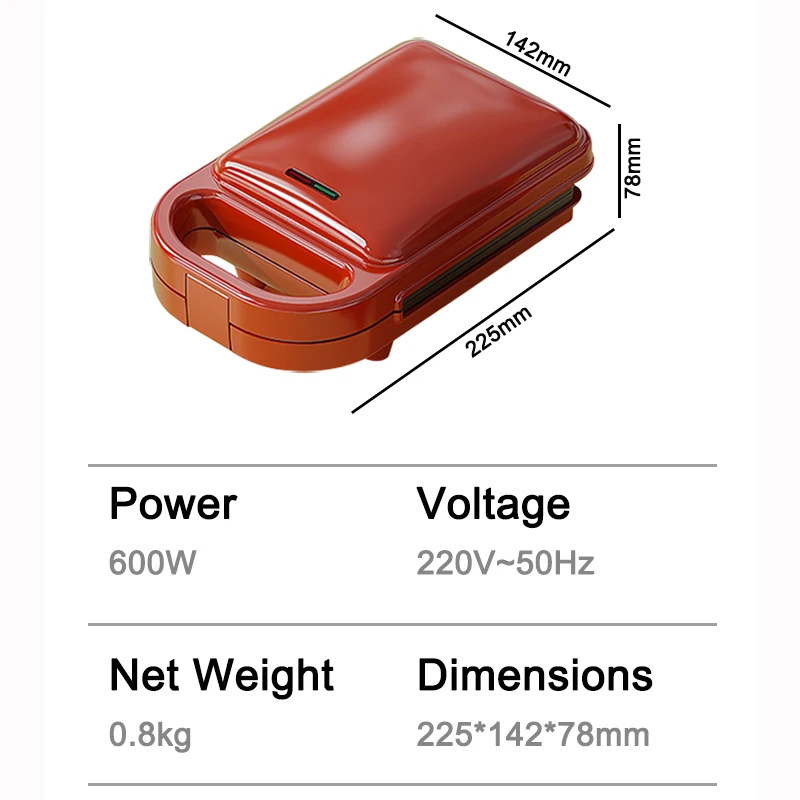 Multifunction Sandwich Light Food Maker Double-sided Heating Bread Toaster Breakfast Baking Machine Ceramic Coating Grilling Pan thumbnail 6