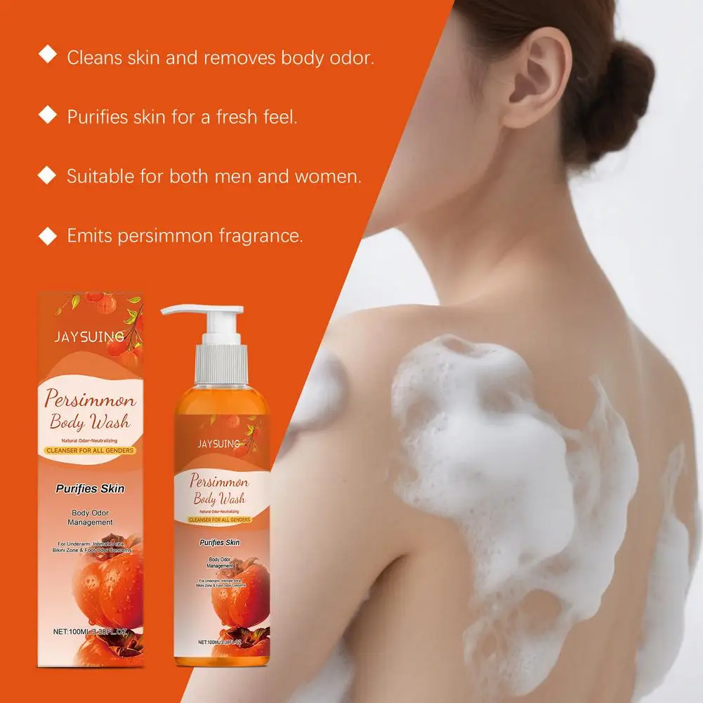 Persimmon Scent Shower Gel & Deodorant Soap Deep Cleansing Body Wash Remove Stubborn Odors Moisturizing Nourish Smooth Skin thumbnail 3