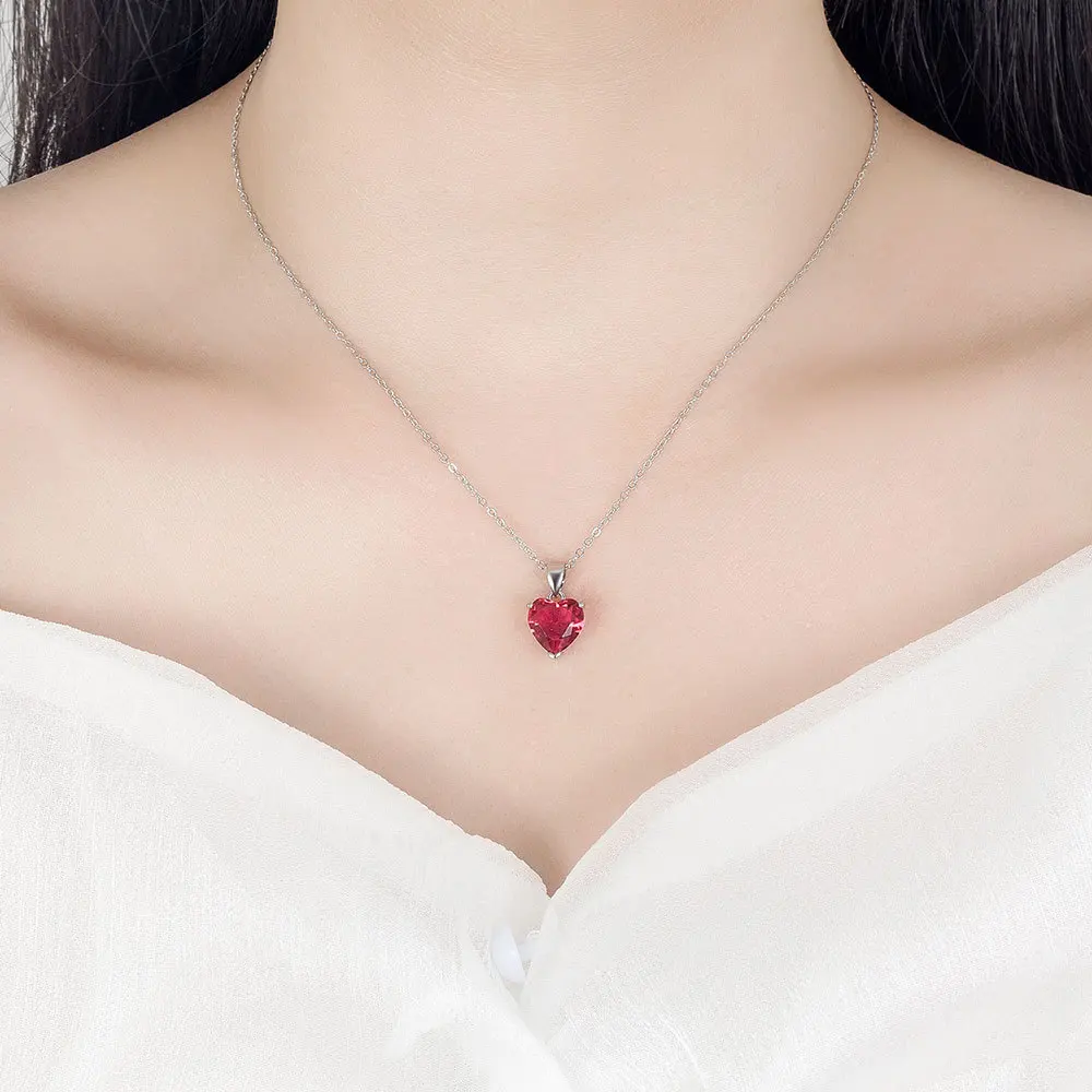 925 Sterling Silver Jewelry Sets For Women Heart Zircon Ring Earrings Necklace Wedding Bridal Elegant Christmas thumbnail 6