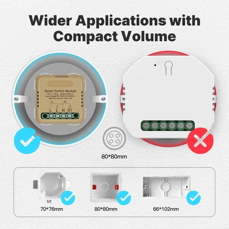 MOES Tuya WiFi/Zigbee Mini Smart Switch Module DIY 1-4 Gang Voice Control Timer Home Automation Works With Alexa Google Home thumbnail 2