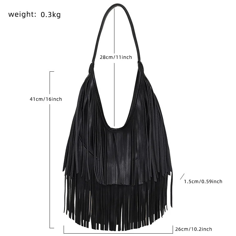 Long Tassels Women handbag Fashion Shoulder Bags for ladies hand bag Soft PU leather casual hobos armpit bag female Tote thumbnail 4