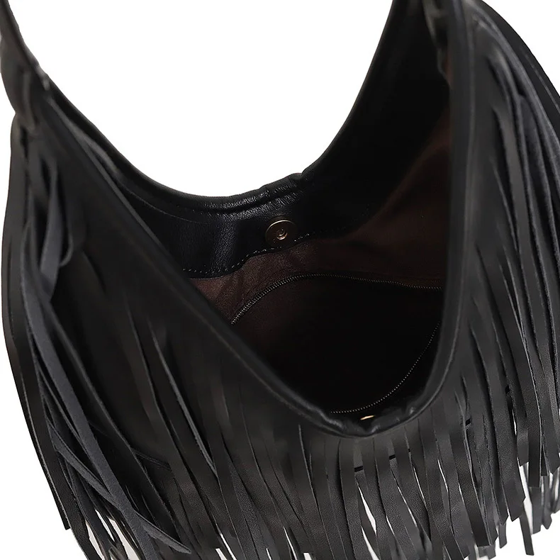 Long Tassels Women handbag Fashion Shoulder Bags for ladies hand bag Soft PU leather casual hobos armpit bag female Tote thumbnail 6