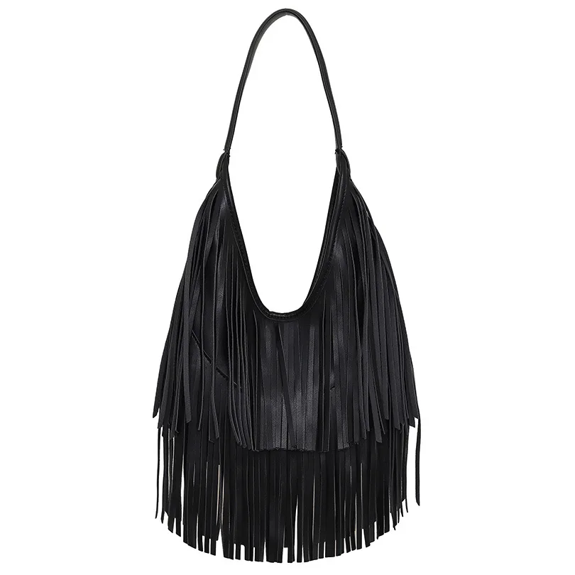 Long Tassels Women handbag Fashion Shoulder Bags for ladies hand bag Soft PU leather casual hobos armpit bag female Tote thumbnail 2
