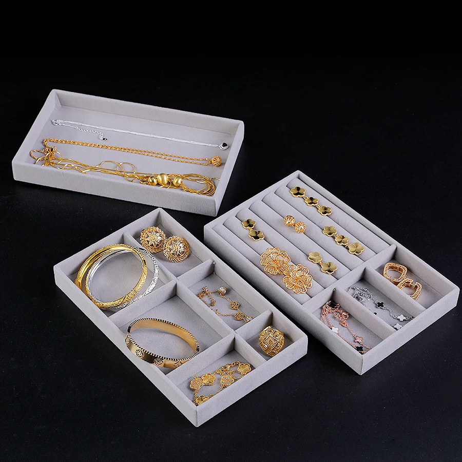 1 set, (including 8PCS) flocking jewelry box jewelry tray thumbnail 3