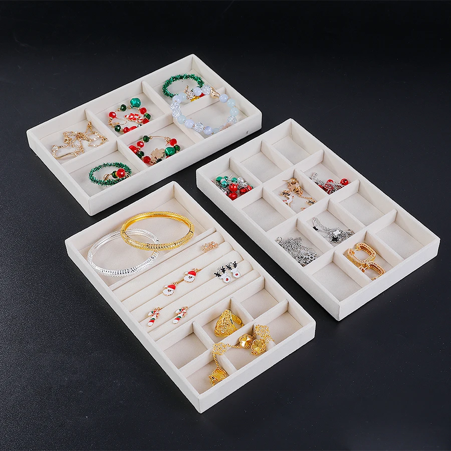 1 set, (including 8PCS) flocking jewelry box jewelry tray thumbnail 5