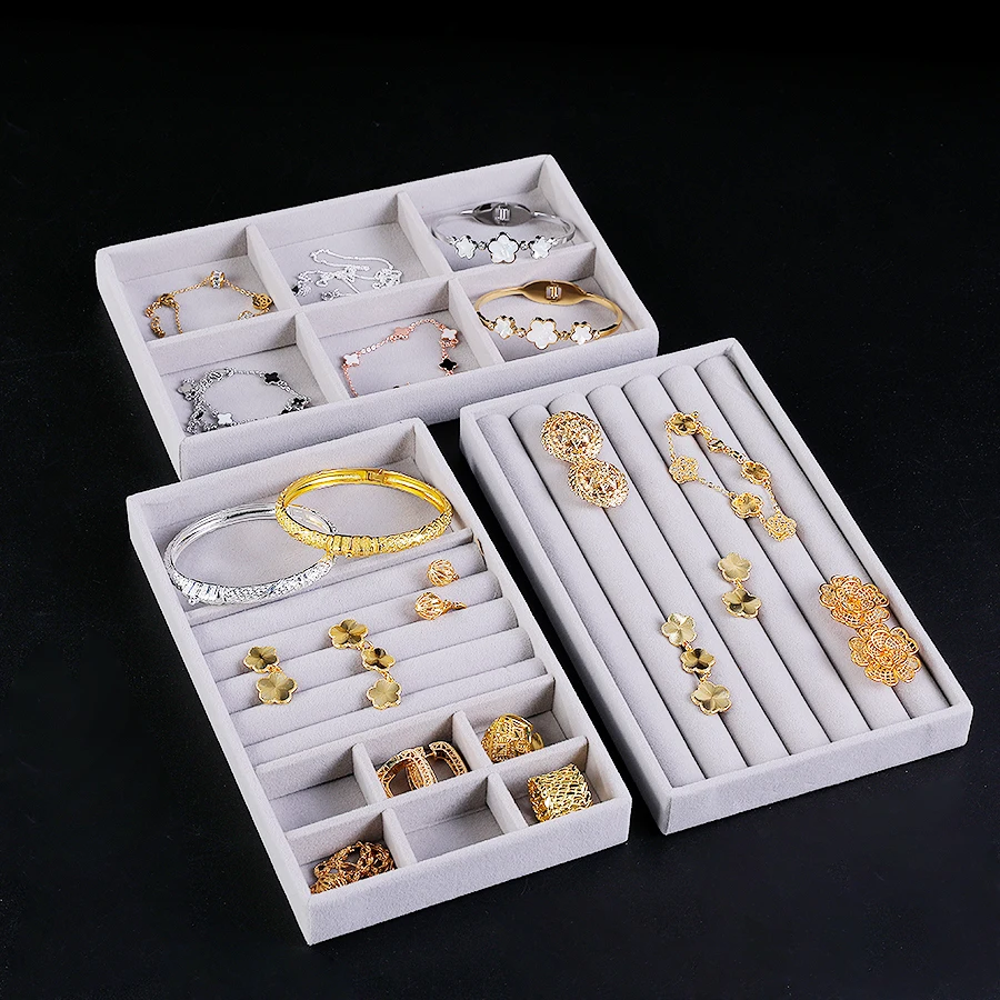 1 set, (including 8PCS) flocking jewelry box jewelry tray thumbnail 4