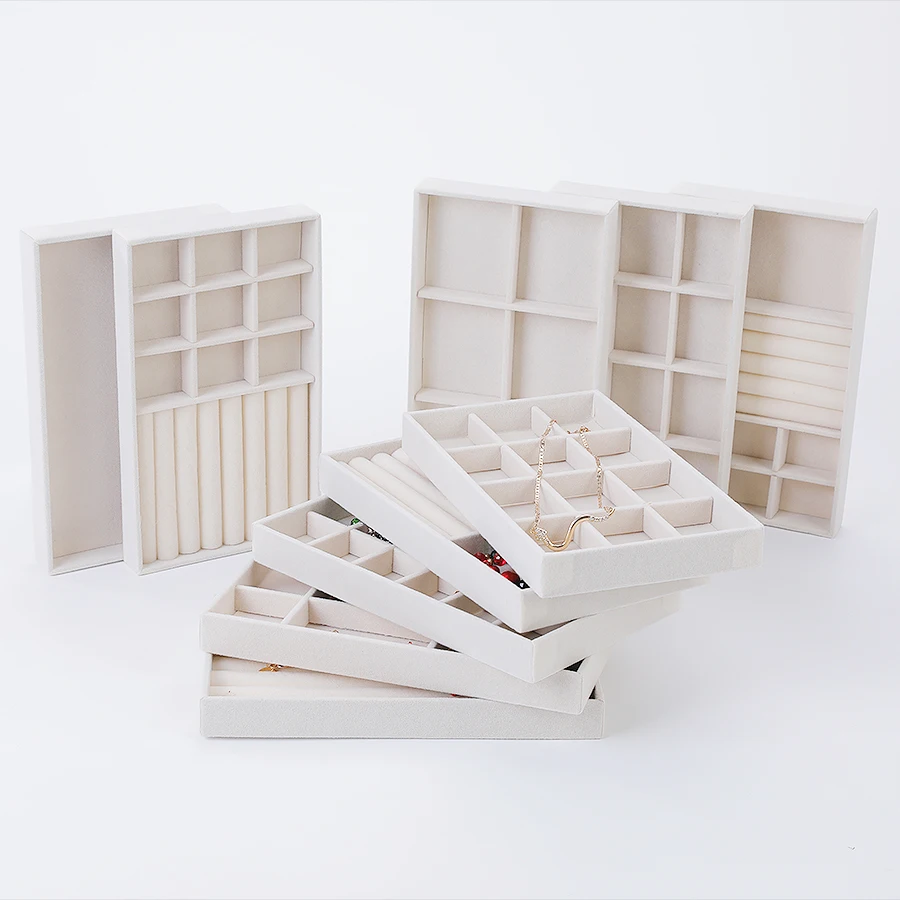 1 set, (including 8PCS) flocking jewelry box jewelry tray thumbnail 2