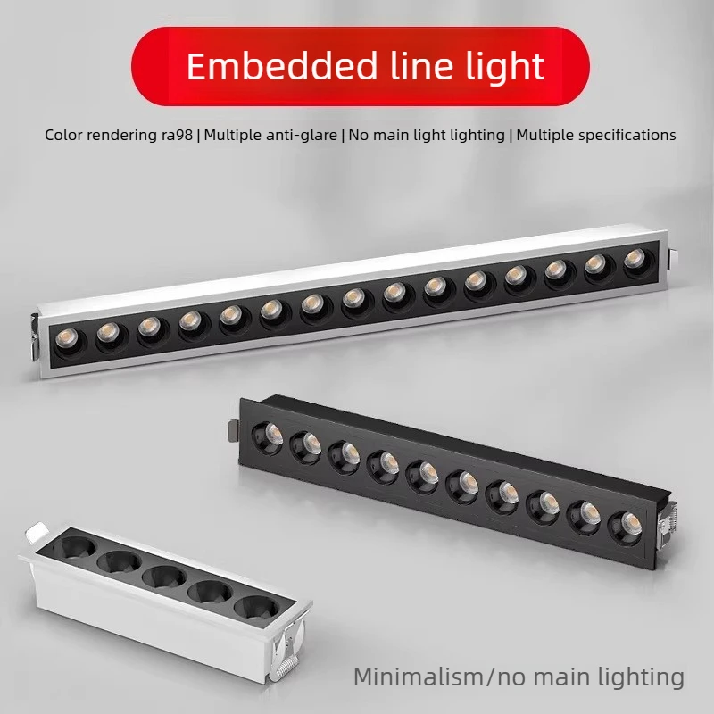 new LED line Downlight Recessed Rectangle Grille Ceiling Lamp 10W 20W 30W AC85~265V LED Spot Light For Home Shop Decor Living