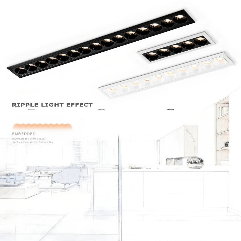 new LED line Downlight Recessed Rectangle Grille Ceiling Lamp 10W 20W 30W AC85~265V LED Spot Light For Home Shop Decor Living thumbnail 5