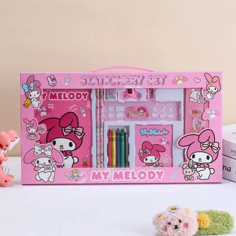 Handheld Stationery Set Cartoon Kitty My Melody Back To School Gift Box For Elementary School Kids Learning Supplies