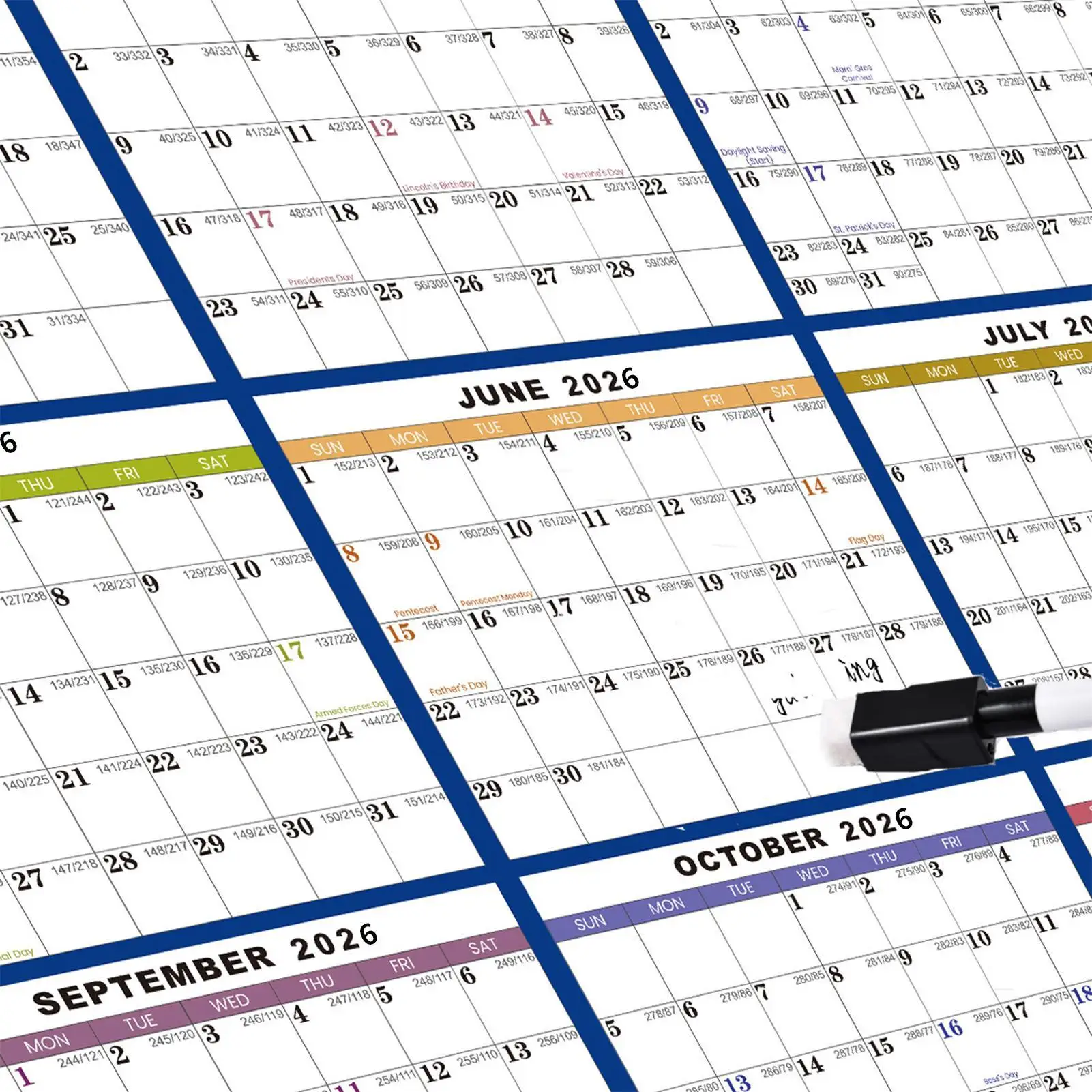 NEW Large Wall Calendar Dry Erase 12 Month Wall Annual Calendar 2026 Yearly Schedule Organizer For Indoor Home Fridge Office thumbnail 5