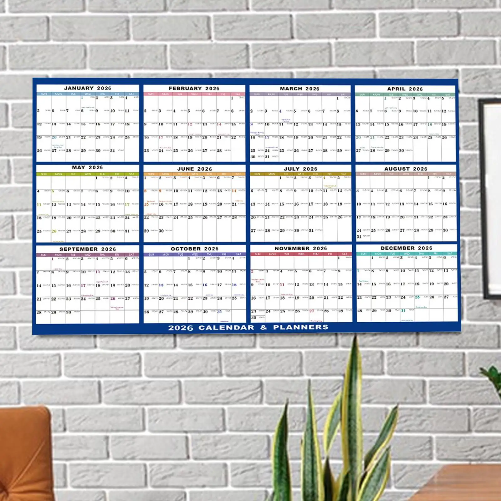 NEW Large Wall Calendar Dry Erase 12 Month Wall Annual Calendar 2026 Yearly Schedule Organizer For Indoor Home Fridge Office