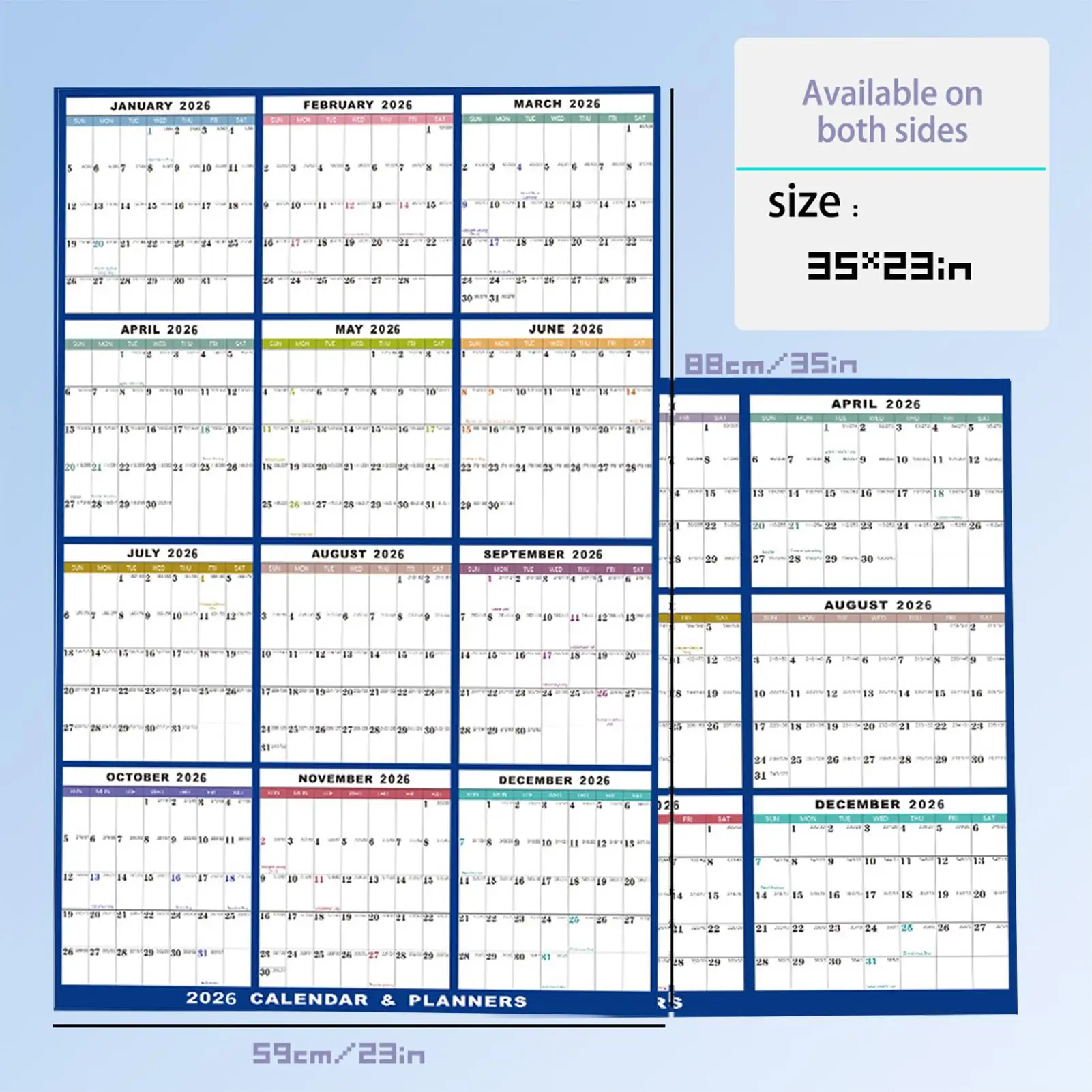 NEW Large Wall Calendar Dry Erase 12 Month Wall Annual Calendar 2026 Yearly Schedule Organizer For Indoor Home Fridge Office thumbnail 6