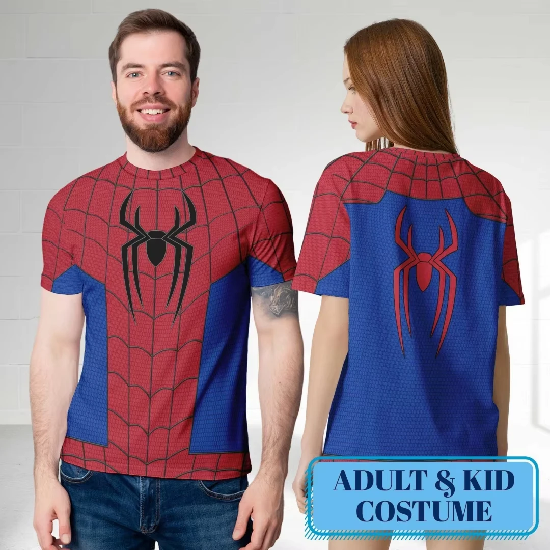New Marvel Spider FamilyMatching Fashion Short Sleeve Shirt Summer Comfortable T-Shirt Adults Children's Tops Tees Clothing Y2k
