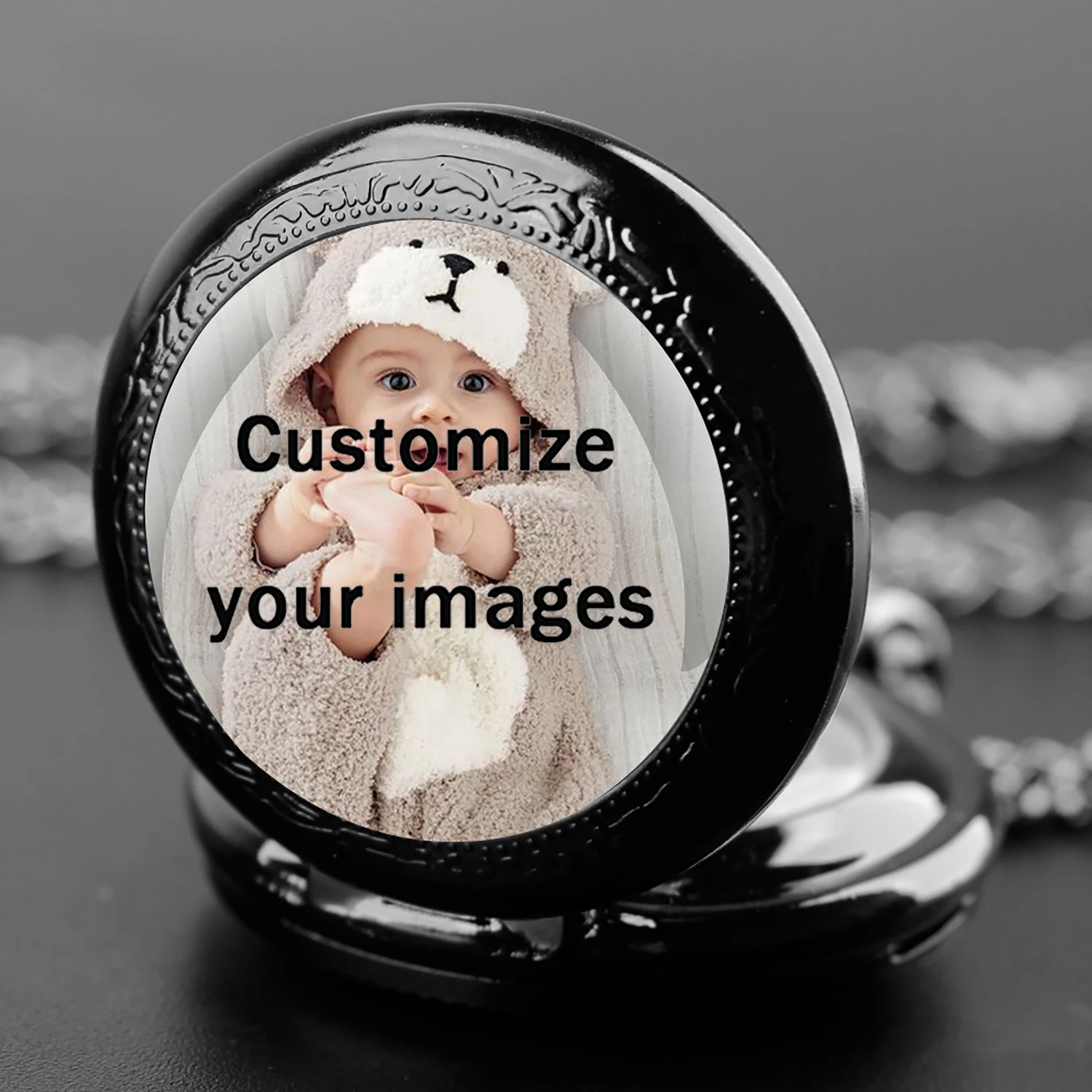 Personalise Photo Vintage Customization Quartz Pocket Watch Men Women Pendant Necklace Chain Clock Watch Jewelry Gift