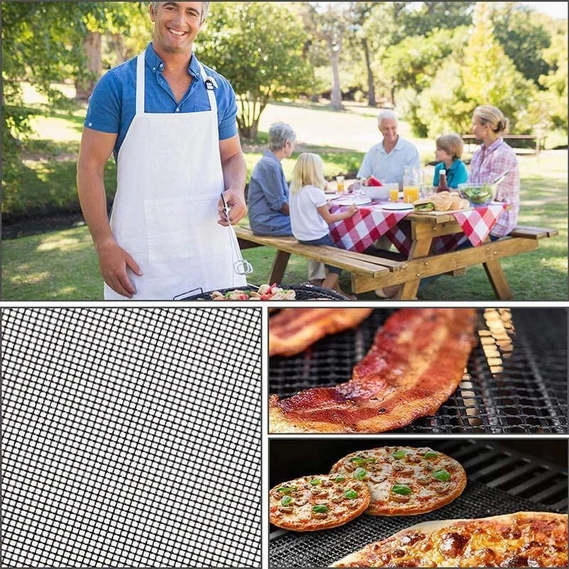Barbecue Mats Barbecue Grill Mesh High Temperature Resistant Cuttable Barbecue Liner Barbecue Grill Mesh Meat Slices Food Grade thumbnail 3