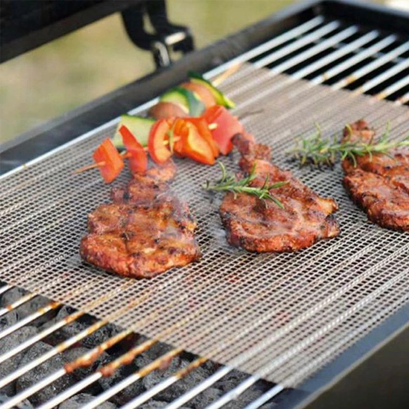 Barbecue Mats Barbecue Grill Mesh High Temperature Resistant Cuttable Barbecue Liner Barbecue Grill Mesh Meat Slices Food Grade thumbnail 4