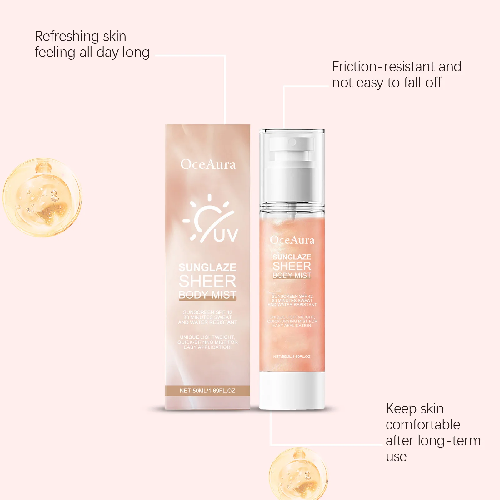 Refreshing Sunscreen Spray SPF 50+ PA+++ Long Lasting UV Protector & Brightening Moisturizer for Summer Outdoor Daily Skin Care thumbnail 4
