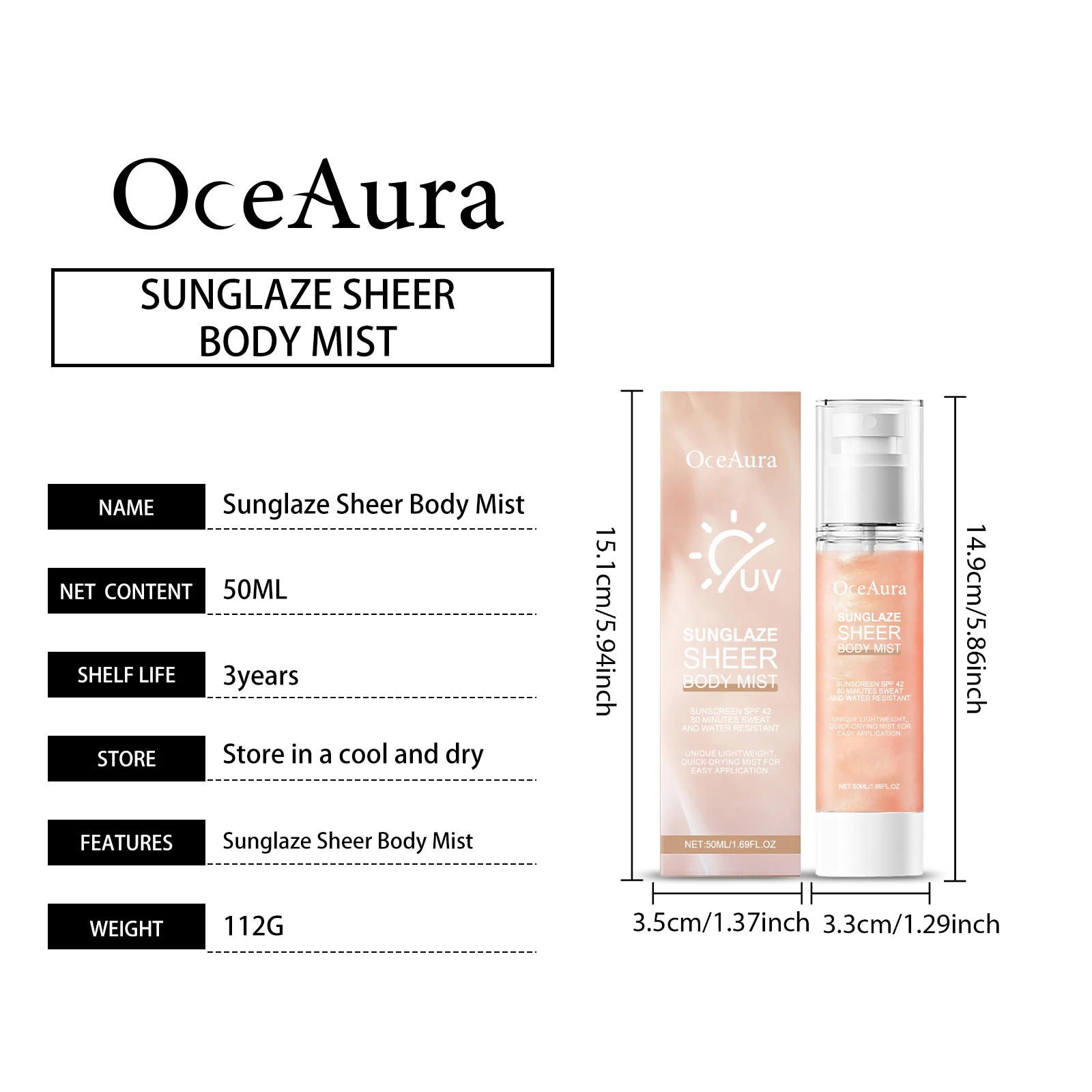 Refreshing Sunscreen Spray SPF 50+ PA+++ Long Lasting UV Protector & Brightening Moisturizer for Summer Outdoor Daily Skin Care thumbnail 6