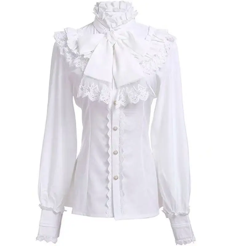 Women Design Kawaii Slim Solid Lolita Shirt Spring Sweet Long Sleeve Doll Collar T-Shirts Female Fashion Pretty Thin Clothes thumbnail 5