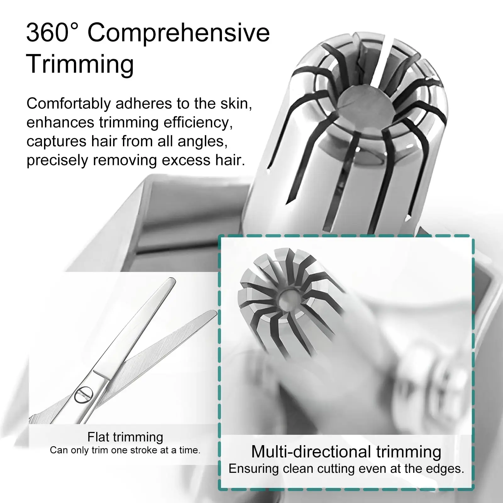 Manual Nose Hair Trimmer for Men, Stainless Steel, Waterproof, No Battery Needed with Cleaning Brush Painless Hair removal thumbnail 5