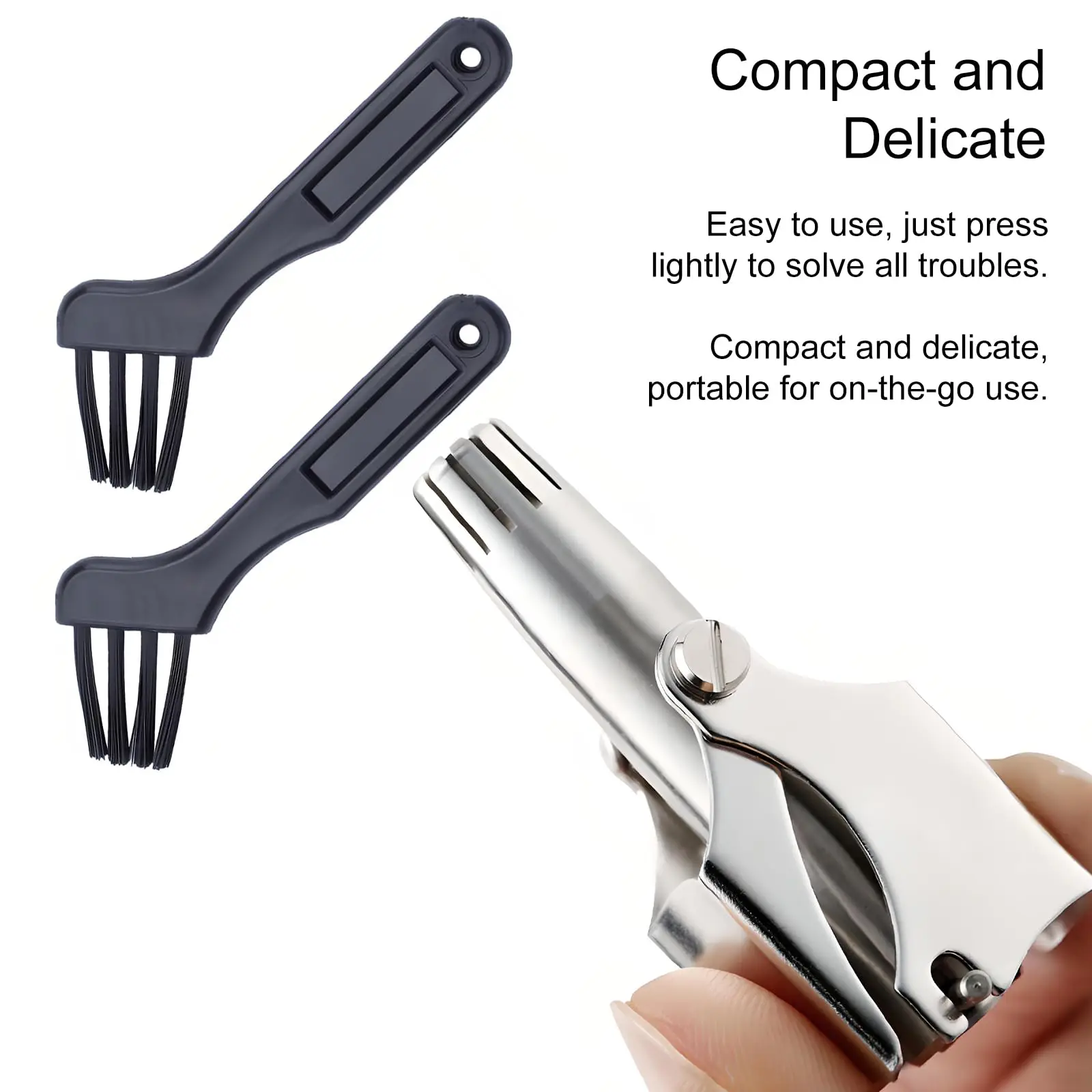 Manual Nose Hair Trimmer for Men, Stainless Steel, Waterproof, No Battery Needed with Cleaning Brush Painless Hair removal thumbnail 6