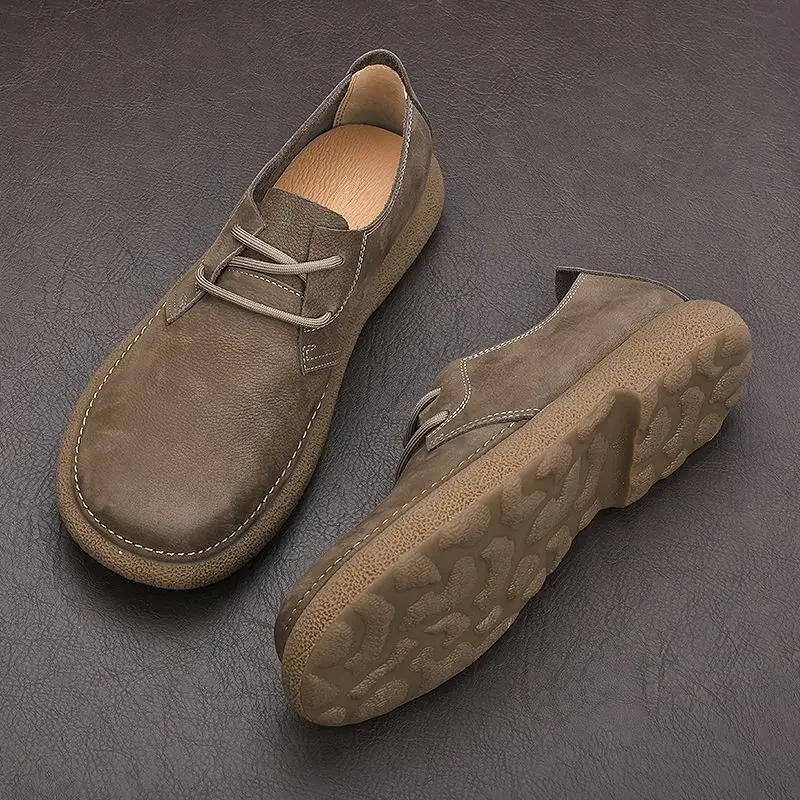 Men's Vintage Suede Casual Shoes - Slip-On Loafers with Soft Rubber Sole, 2026 Breathable Retro Lazy Sneakers