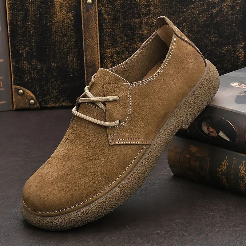 Men's Vintage Suede Casual Shoes - Slip-On Loafers with Soft Rubber Sole, 2026 Breathable Retro Lazy Sneakers thumbnail 3
