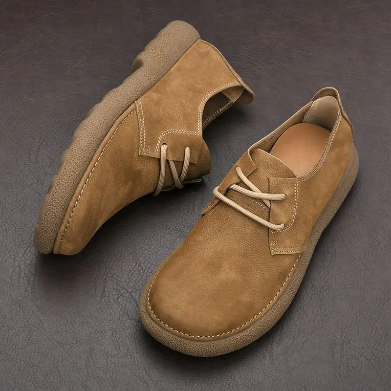 Men's Vintage Suede Casual Shoes - Slip-On Loafers with Soft Rubber Sole, 2026 Breathable Retro Lazy Sneakers thumbnail 2