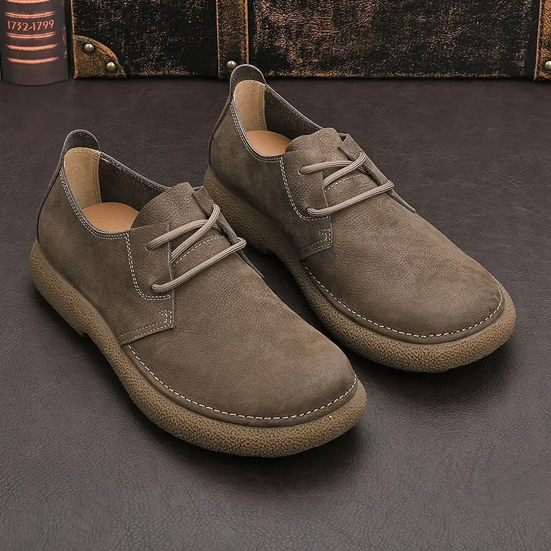Men's Vintage Suede Casual Shoes - Slip-On Loafers with Soft Rubber Sole, 2026 Breathable Retro Lazy Sneakers thumbnail 4