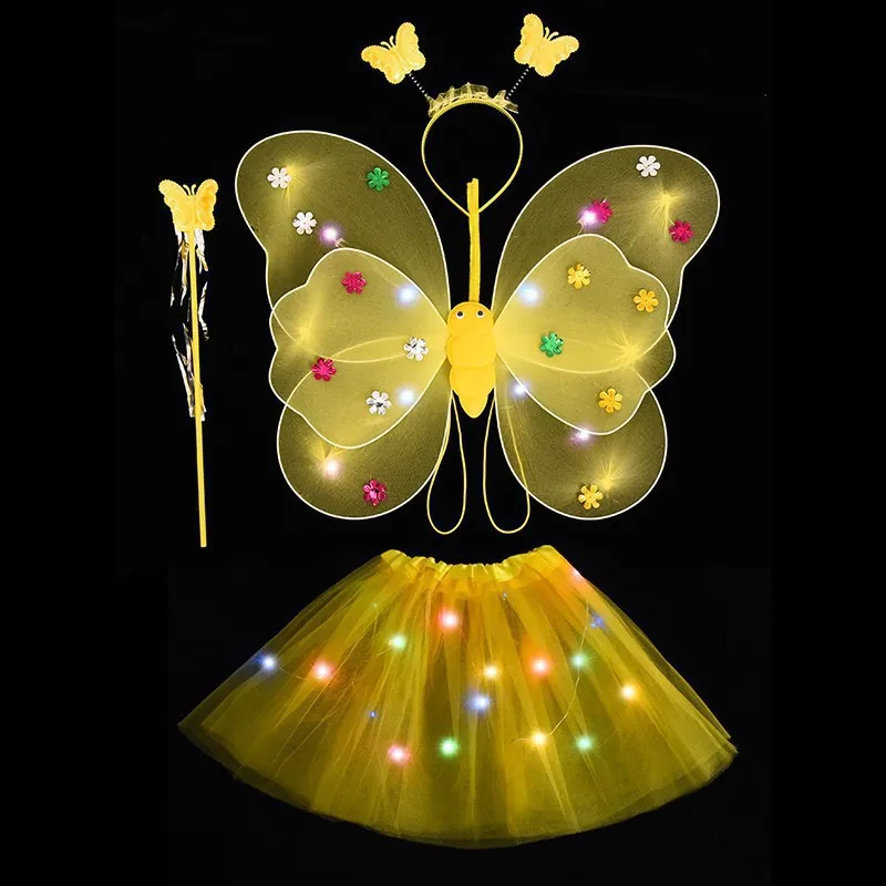 1set LED Children Fairy Costume Girls Skirt Flashing Butterfly Skirt Suit Angel Luminous Wings Butterfly Wings Fancy Dress thumbnail 6