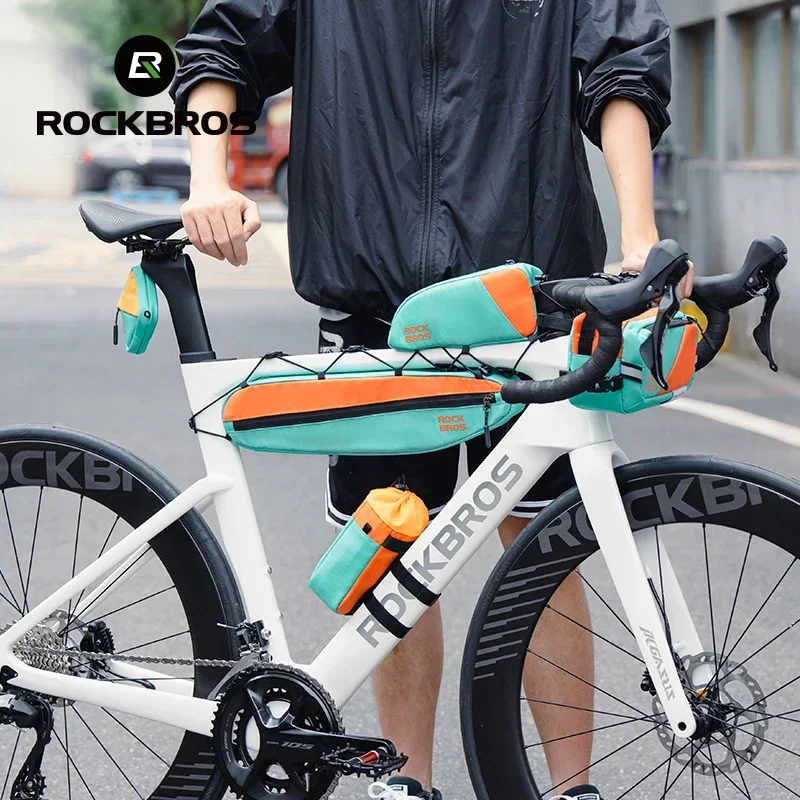 ROCKBROS Polyester Portable Bottle Long-Distance Travel Bicycle Bag Saddle Bags Set Waterproof Combo Front Bag Triangle Tube Bag thumbnail 5