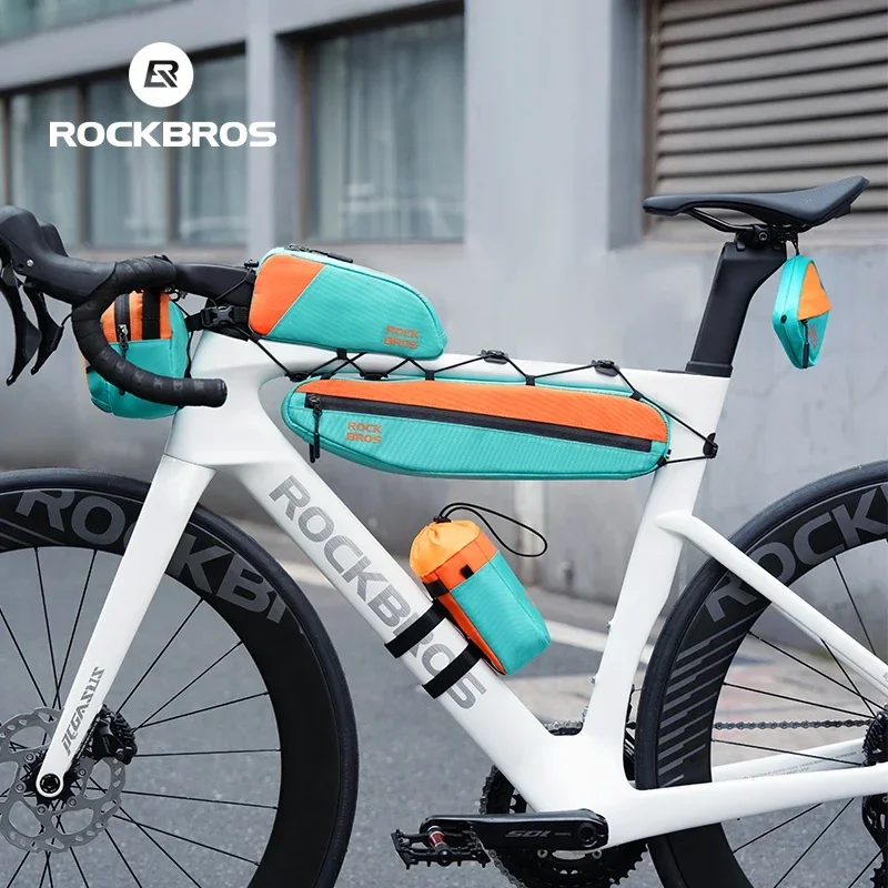 ROCKBROS Polyester Portable Bottle Long-Distance Travel Bicycle Bag Saddle Bags Set Waterproof Combo Front Bag Triangle Tube Bag thumbnail 3