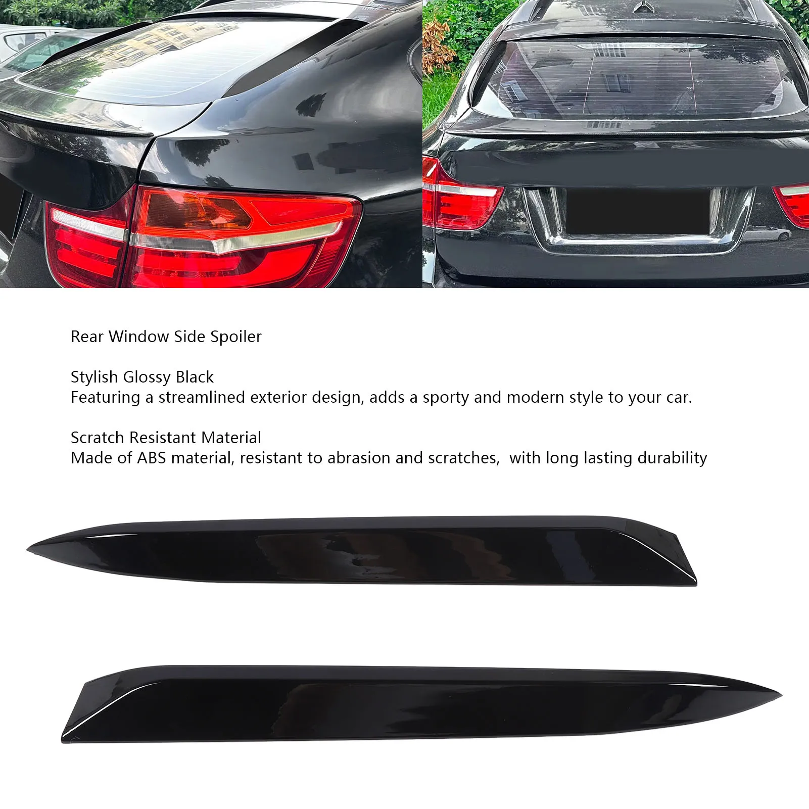 Car Rear Window Side Spoiler Glossy Black Tail Window Side Wing Cover Trim for X6 E71 E72 2008-2014 Rear Window Side Spoiler