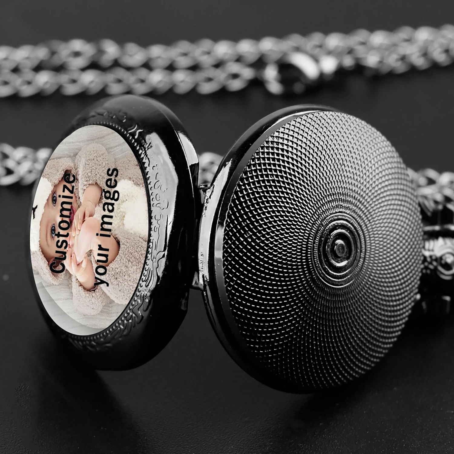 Personalise Photo Vintage Customization Quartz Pocket Watch Men Women Pendant Necklace Chain Clock Watch Birthday Jewelry Gift thumbnail 3