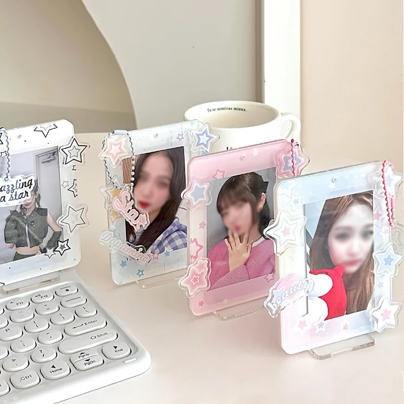 3inch Kpop Photocard Holder ID Card Display Stand Cute Bowknot Acrylic Photocard Stand Photo Frame Cartoon Style Protect Frame thumbnail 2