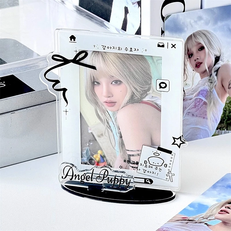 3inch Kpop Photocard Holder ID Card Display Stand Cute Bowknot Acrylic Photocard Stand Photo Frame Cartoon Style Protect Frame thumbnail 4