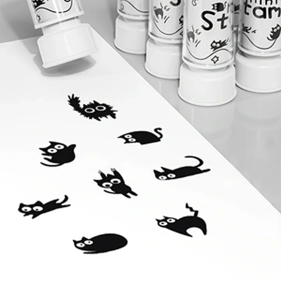 Cute black cat stamp, with 8 different cat patterns. Durable and easy to use, suitable for scrapbooks and handicrafts thumbnail 2