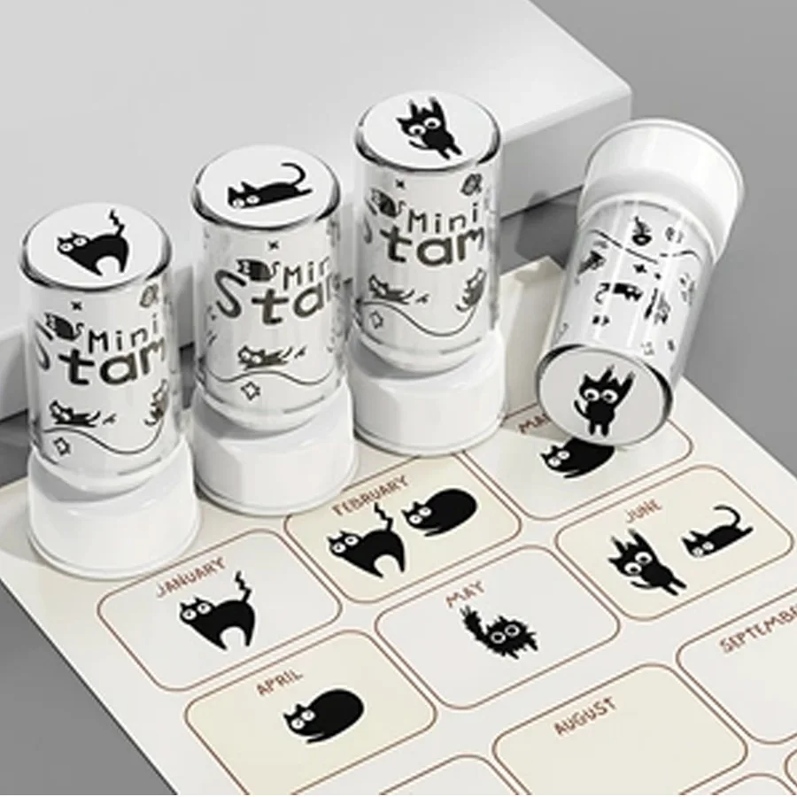 Cute black cat stamp, with 8 different cat patterns. Durable and easy to use, suitable for scrapbooks and handicrafts