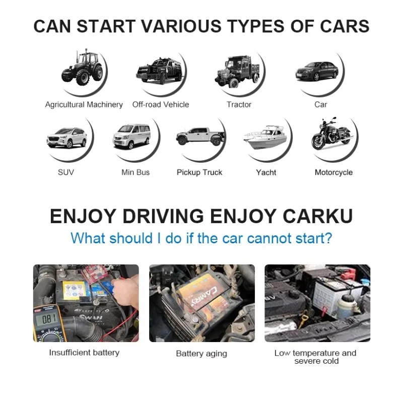 CARKU 24 Volt power bank Jump Starter Booster cold starting Pack with 12V for Heavy tractor thumbnail 5