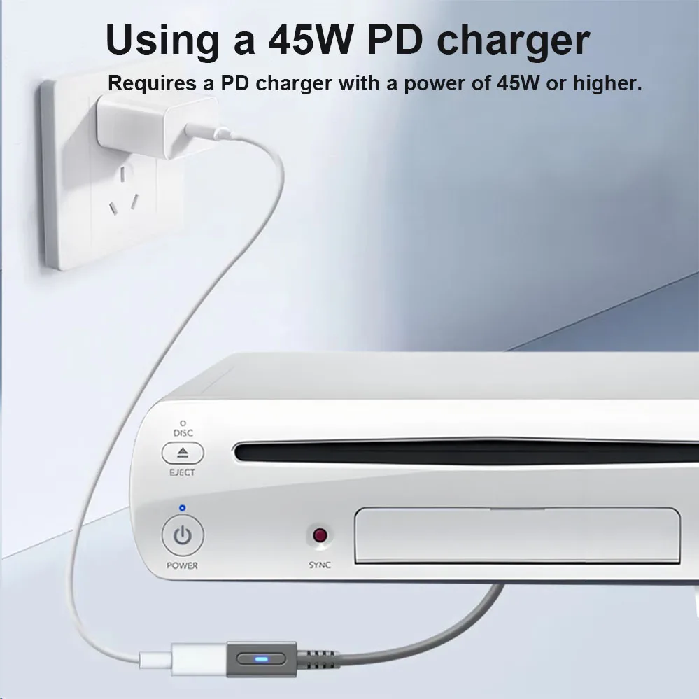 45W Type C PD Charging Cable for Nintendo Wii U Nintendo WII U Gaming Console Power Supply Wire USB C Game Console Cord thumbnail 2