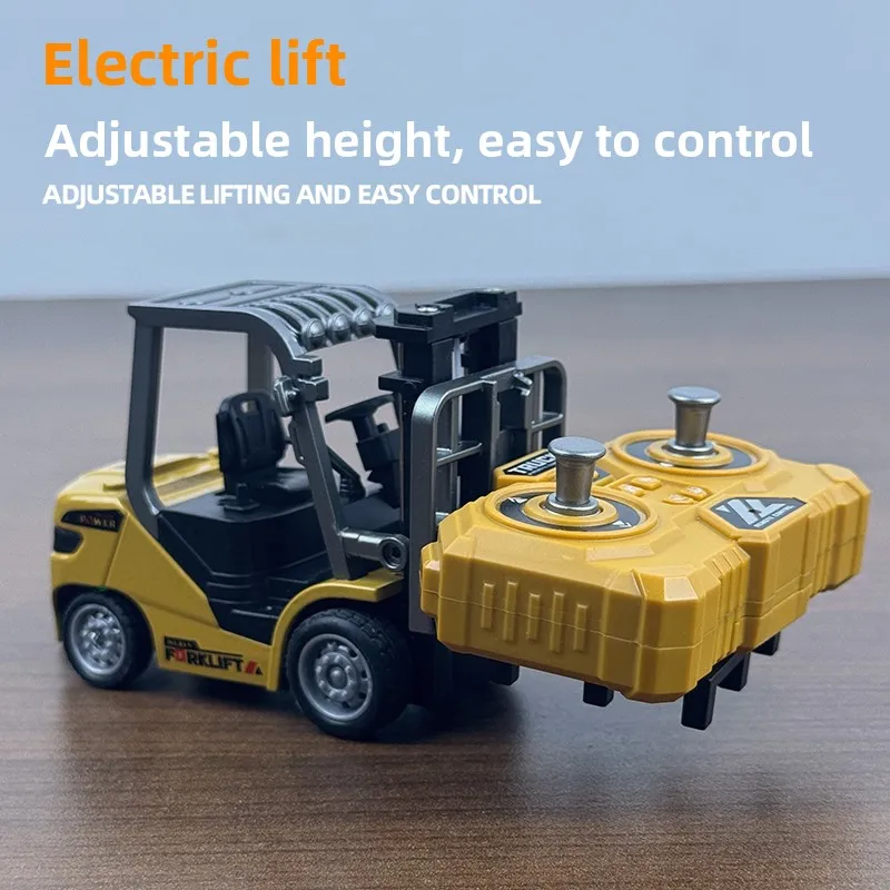 2-in-1 Desktop Mini Alloy Toy 1:64 Bluetooth Remote Control Forklift Car with Trailer Christmas New Year Gift in Color Box thumbnail 3