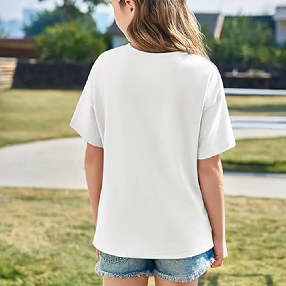 Girls Boys Short Sleeve T Shirts Kids Pure Cotton Summer Oversized Tops Children Teens Solid Casual Crewneck Basic Tees 3-14Y thumbnail 3