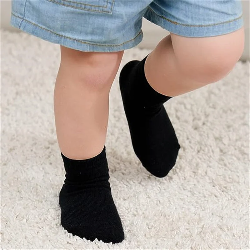 12 pairs kid's basic point-attached socks, baby plain-colored floor socks, baby walking socks, trampoline socks, versatile thumbnail 4