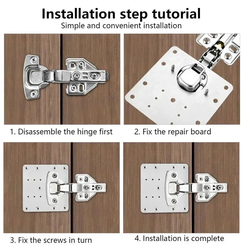 Square Cabinet Hinge Repair Plates Stainless Steel Door Hinge Mounting Plate with Hole and Screws for Furniture Cabinet Cupboard thumbnail 5
